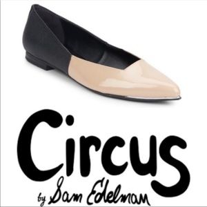 Nude and Black Pointed Flats Sam Edelman